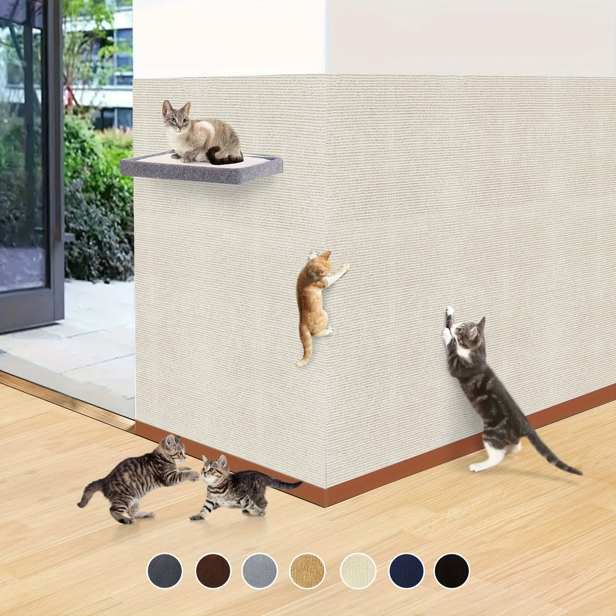 Cat Scratching Mat Self-Adhesive Interactive Pet Cat Climbing Mat Wall Replacement Scratch Pad Furniture Edge Protective Sticker