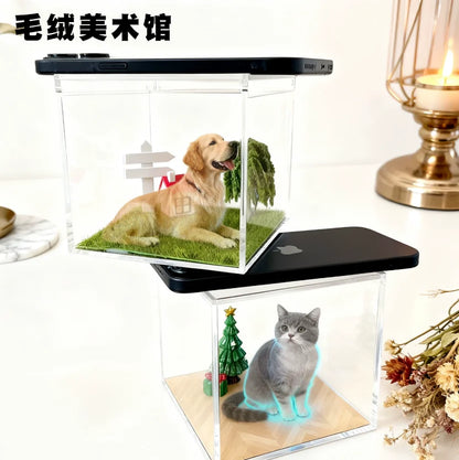 Pet Memorial Holographic Ornament, DIY Hologram Digital Photo House Decor, High Light‑Transmission Commemorative Pet Keepsake