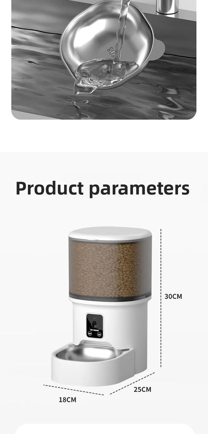 HD Video Automatic Pet Feeder for Cats Dogs 4L Smart Timed Quantitative Food Dispenser with Stainless Steel Bow Pet Supplies
