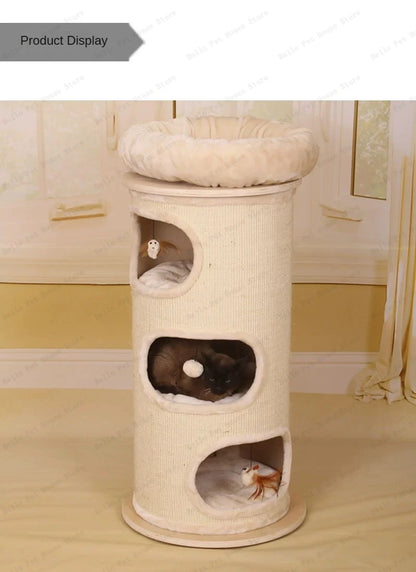 High-end solid wood cat scratching board Multifunctional pet supplies Multi-layer cat climbing frame Grinding claw grabbing post