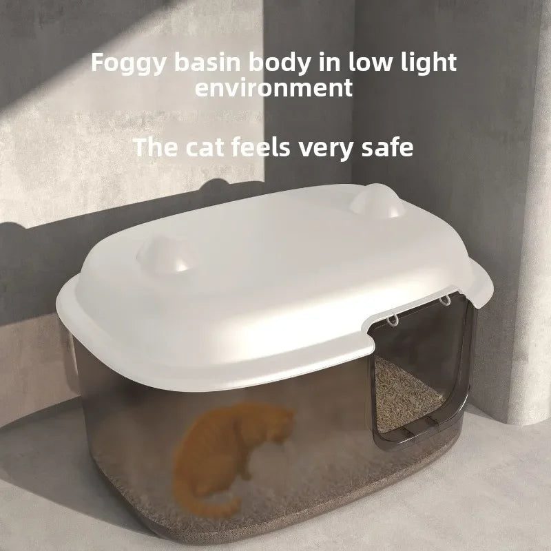 Extra-Large High-Sided Enclosed Cat Litter Box with Odor Control and Splash Guard