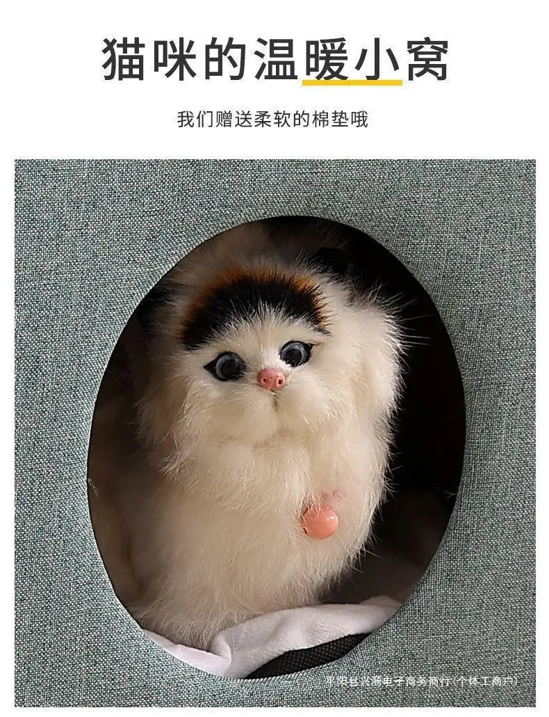 Solid Wood Cat Nest Stool Four Seasons Universal Cat House Kitten Semi-closed Pet Bed Warmth