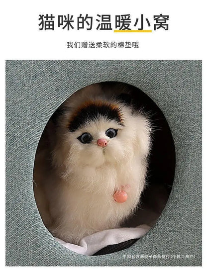 Solid Wood Cat Nest Stool Four Seasons Universal Cat House Kitten Semi-closed Pet Bed Warmth