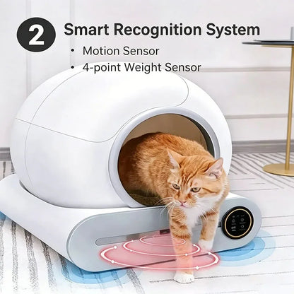 65L Automatic Smart Cat Litter Box Closed Cat Litter Box Self Cleaning Application Control Ionic Fragrance Pet Toilet Trash Tray