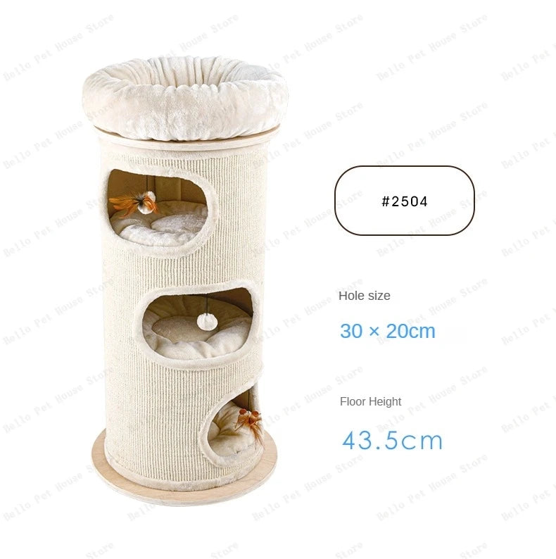 High-end solid wood cat scratching board Multifunctional pet supplies Multi-layer cat climbing frame Grinding claw grabbing post