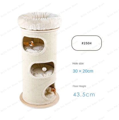 High-end solid wood cat scratching board Multifunctional pet supplies Multi-layer cat climbing frame Grinding claw grabbing post