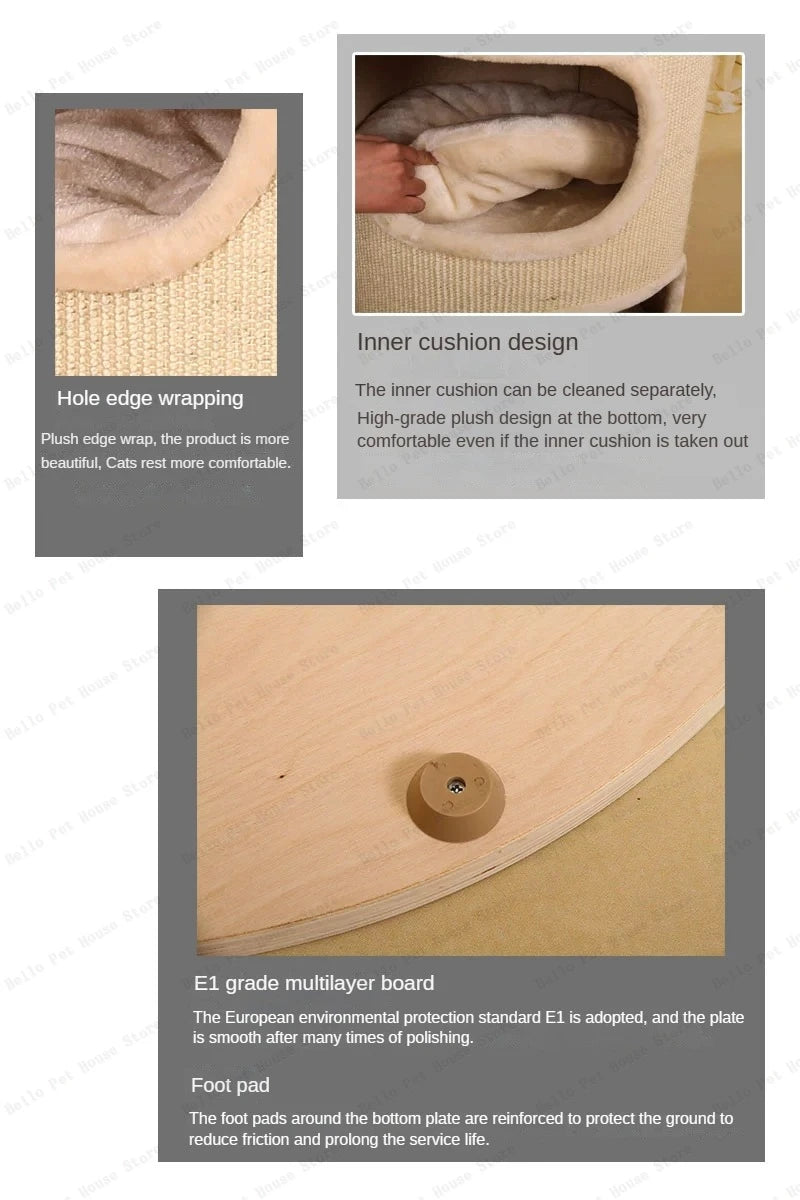 High-end solid wood cat scratching board Multifunctional pet supplies Multi-layer cat climbing frame Grinding claw grabbing post