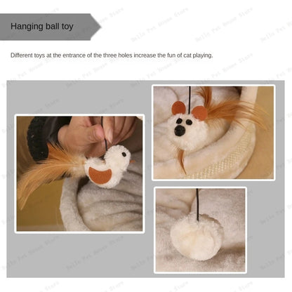 High-end solid wood cat scratching board Multifunctional pet supplies Multi-layer cat climbing frame Grinding claw grabbing post