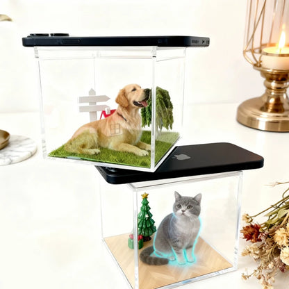 Pet Memorial Holographic Ornament, DIY Hologram Digital Photo House Decor, High Light‑Transmission Commemorative Pet Keepsake