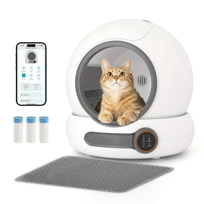 Automatic Cat Litter Box Self Cleaning with App Control Smart Deodorizer Spray with Dual Safety System Pet Toilet Litter Tray