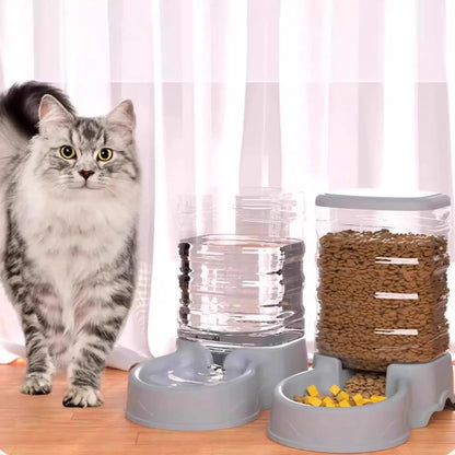 Cat Feeder for Dry Food Cat Waterer Food Feeder Large Capacity Automatic Dog and Cat Water Dispenser for Small to Medium Pets