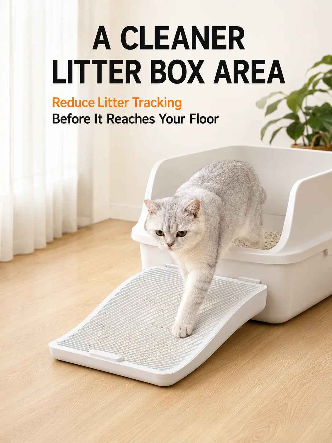 Cat Litter Box Mat Anti Tracking Litter Trap Step Large Grid Footboard Ramp for Kitten Pet Toilet Entrance