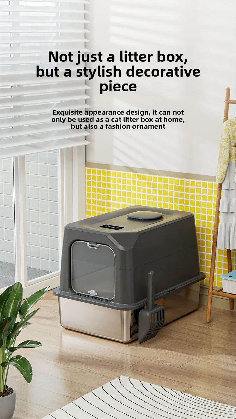 Automatic Self Cleaning Cat Litter Box Large Covered Deodorizing Cat Toilet Quiet Auto Scoop Easy Clean Cat Sandbox Cat Box