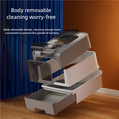 Cat Litter Box with Scoop, Large Foldable Litter Box with Lid, Front Entry Top Exit Kitty Box, Odor Control, Easy To Clean