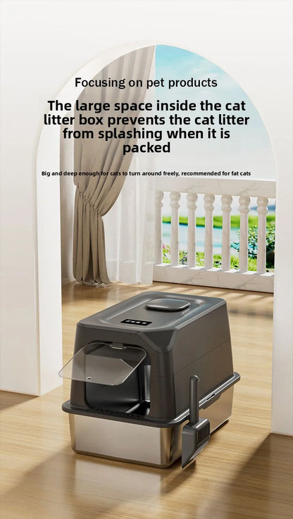 Automatic Self Cleaning Cat Litter Box Large Covered Deodorizing Cat Toilet Quiet Auto Scoop Easy Clean Cat Sandbox Cat Box