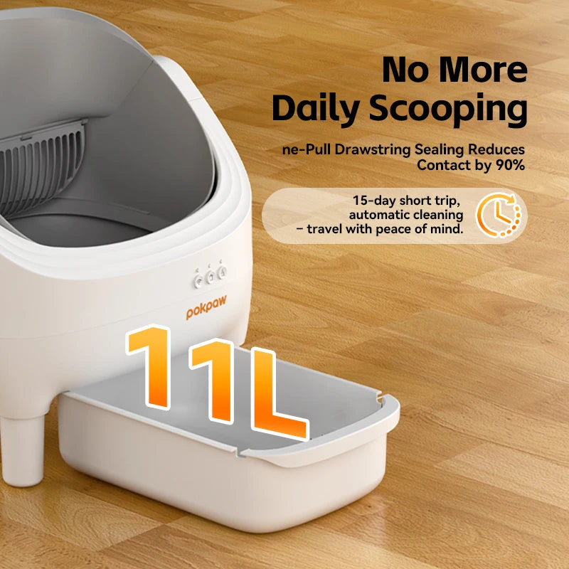 Pokpaw CL16 Smart Self-cleaning Automatic Cat Litter Box with App Control – 76L Semi Enclosed Cat Toilet Supplies for Cats