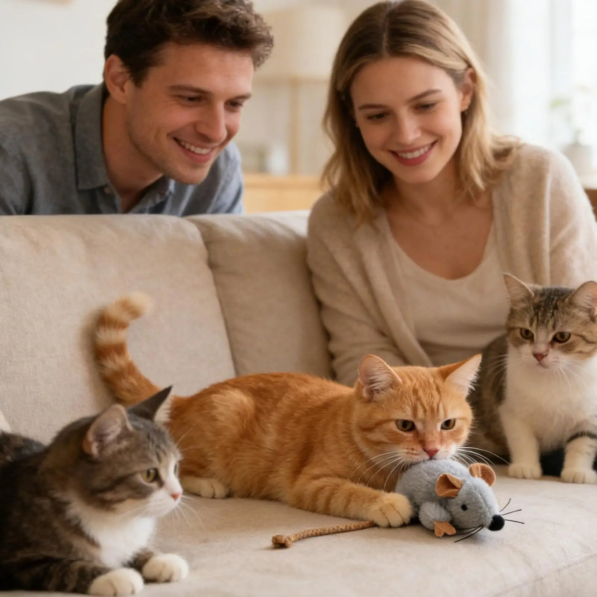 Cat Mouse Toy Built-in Sound Compact Play Game Stuffed Cat Toys for Daily Ground Home Indoor Outdoor Birthday Holiday Pet