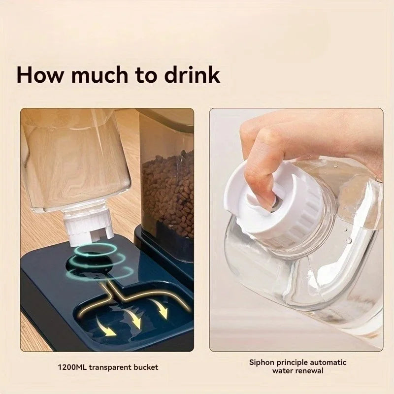 Automatic Portion-Controlled Pet Feeder with Integrated Water Dispenser for Cats and Dogs, Battery-Free Operation