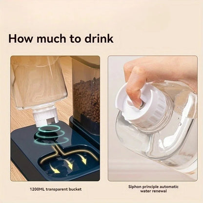 Automatic Portion-Controlled Pet Feeder with Integrated Water Dispenser for Cats and Dogs, Battery-Free Operation