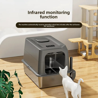 Automatic Self Cleaning Cat Litter Box Large Covered Deodorizing Cat Toilet Quiet Auto Scoop Easy Clean Cat Sandbox Cat Box