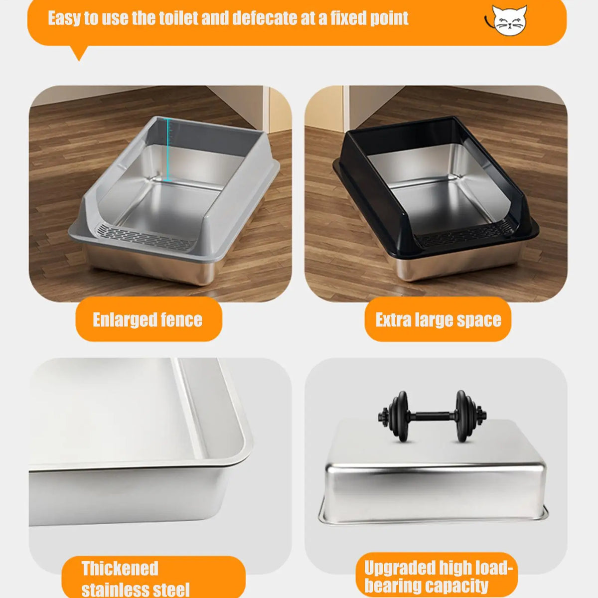 Litter Box for Cats Deepen Pet Litter Box Semi-Enclosed Deepened Cat Toilet with Scoop for Dormitory Apartment Living Room Car