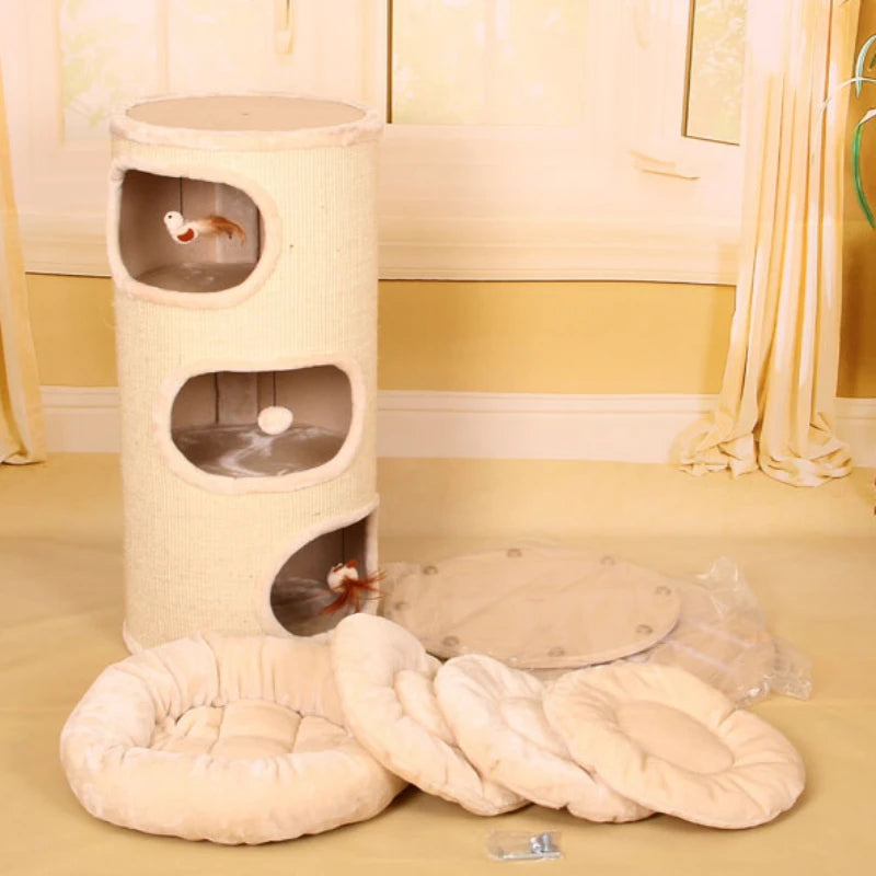 High-end solid wood cat scratching board Multifunctional pet supplies Multi-layer cat climbing frame Grinding claw grabbing post