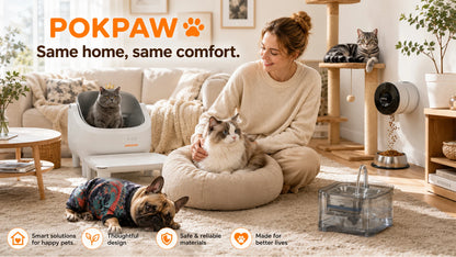 Pokpaw CL16 Smart Self-cleaning Automatic Cat Litter Box with App Control – 76L Semi Enclosed Cat Toilet Supplies for Cats