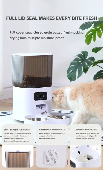 5L Smart WiFi APP Camera Automatic Pet Feeder Cat Food Dispenser Video Smart Feeder For Cats Dogs Pet Dry Food Bowl