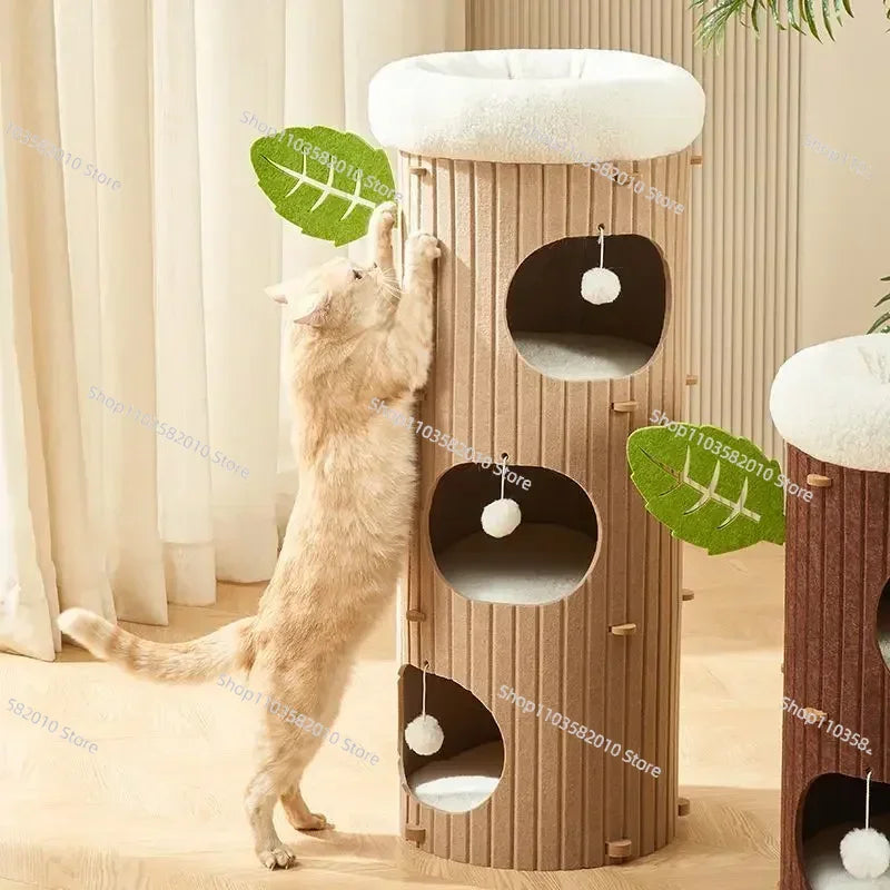 Multi-layer Felt Cat House Multi-function Tree Stump Cat House Wear-resistant Cat Scratching Board Pet Supplies Pet Furniture