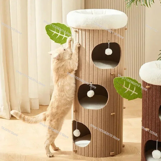 Multi-layer Felt Cat House Multi-function Tree Stump Cat House Wear-resistant Cat Scratching Board Pet Supplies Pet Furniture