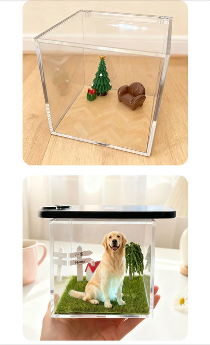 Pet Memorial Holographic Ornament, DIY Hologram Digital Photo House Decor, High Light‑Transmission Commemorative Pet Keepsake