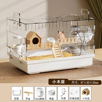 Acrylic Hamster Cage Transparent Rodent Habitat Cage with Accessories Luxury Villa for Syrian Dwarf Gerbil Mouse Enclosure Tank