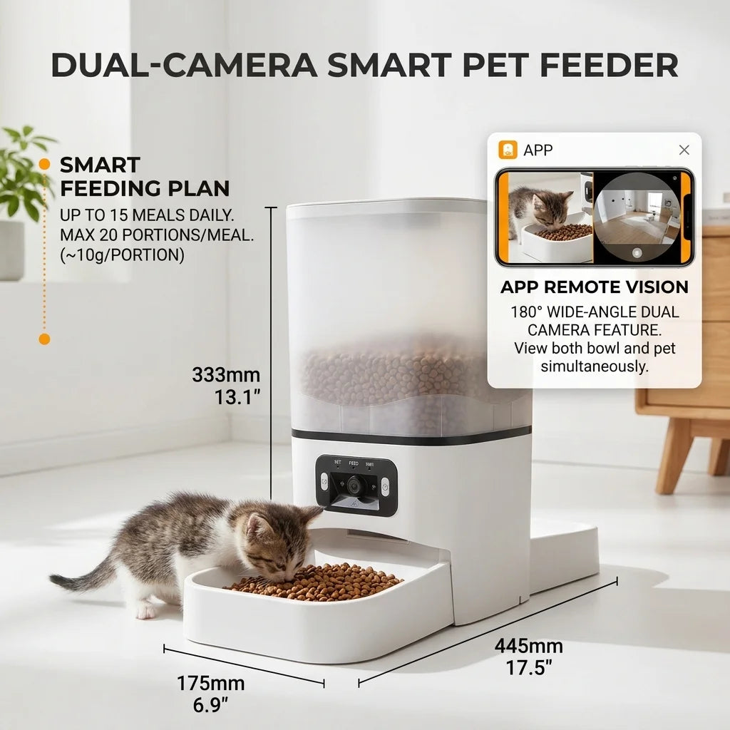 6L Large Capacity Cat Smart Pet Feeder Wi-Fi & Camera Controlled Feeder 2 Million Pixel Automatic Dog & Cat Food Dispenser