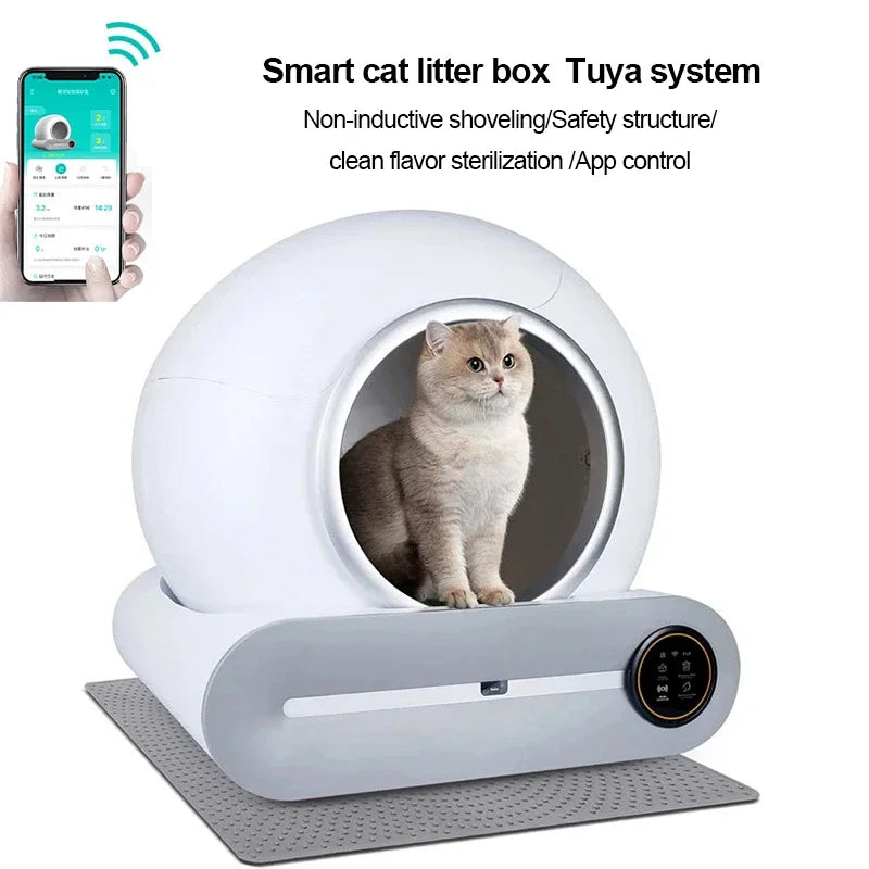 65L Automatic Smart Cat Litter Box Closed Cat Litter Box Self Cleaning Application Control Ionic Fragrance Pet Toilet Trash Tray