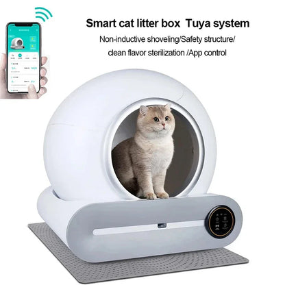 65L Automatic Smart Cat Litter Box Closed Cat Litter Box Self Cleaning Application Control Ionic Fragrance Pet Toilet Trash Tray