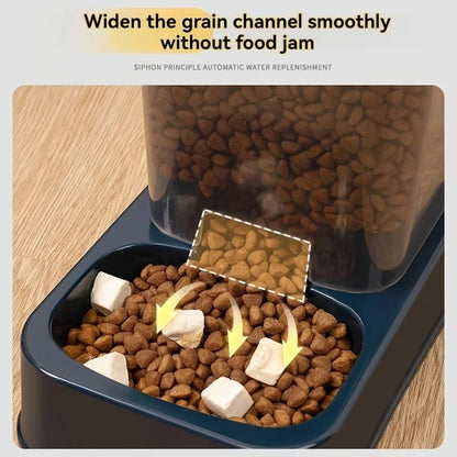 Automatic Portion-Controlled Pet Feeder with Integrated Water Dispenser for Cats and Dogs, Battery-Free Operation