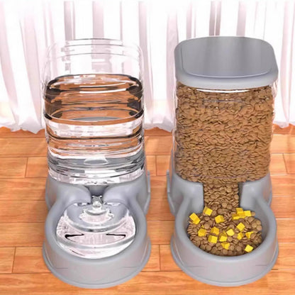 Cat Feeder for Dry Food Cat Waterer Food Feeder Large Capacity Automatic Dog and Cat Water Dispenser for Small to Medium Pets