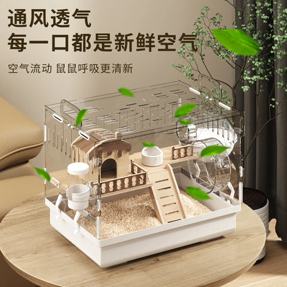 Acrylic Hamster Cage Transparent Rodent Habitat Cage with Accessories Luxury Villa for Syrian Dwarf Gerbil Mouse Enclosure Tank