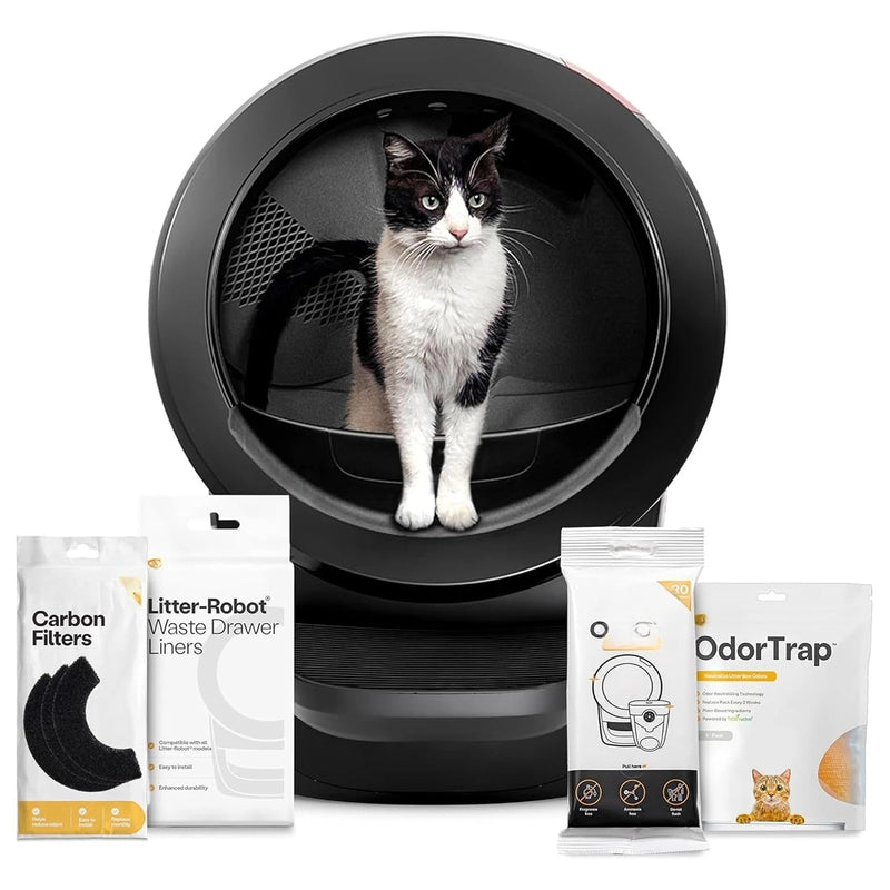 Litter-Robot 4 Supply Bundle by , Black - Automatic | Automatic, Self-Cleaning Cat Litter Box, Includes 3 OdorTrap, Customized